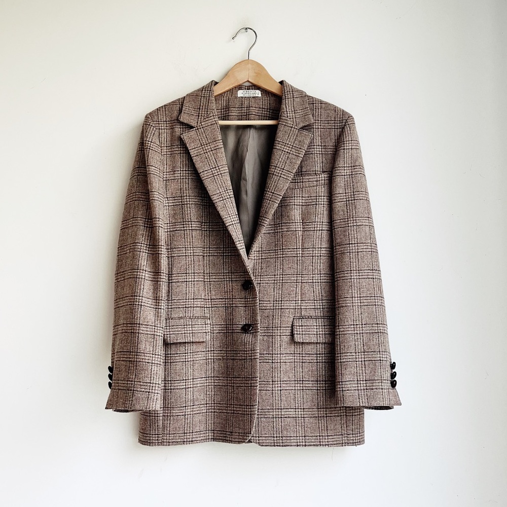 Orvis Brown Plaid Wool Blazer
